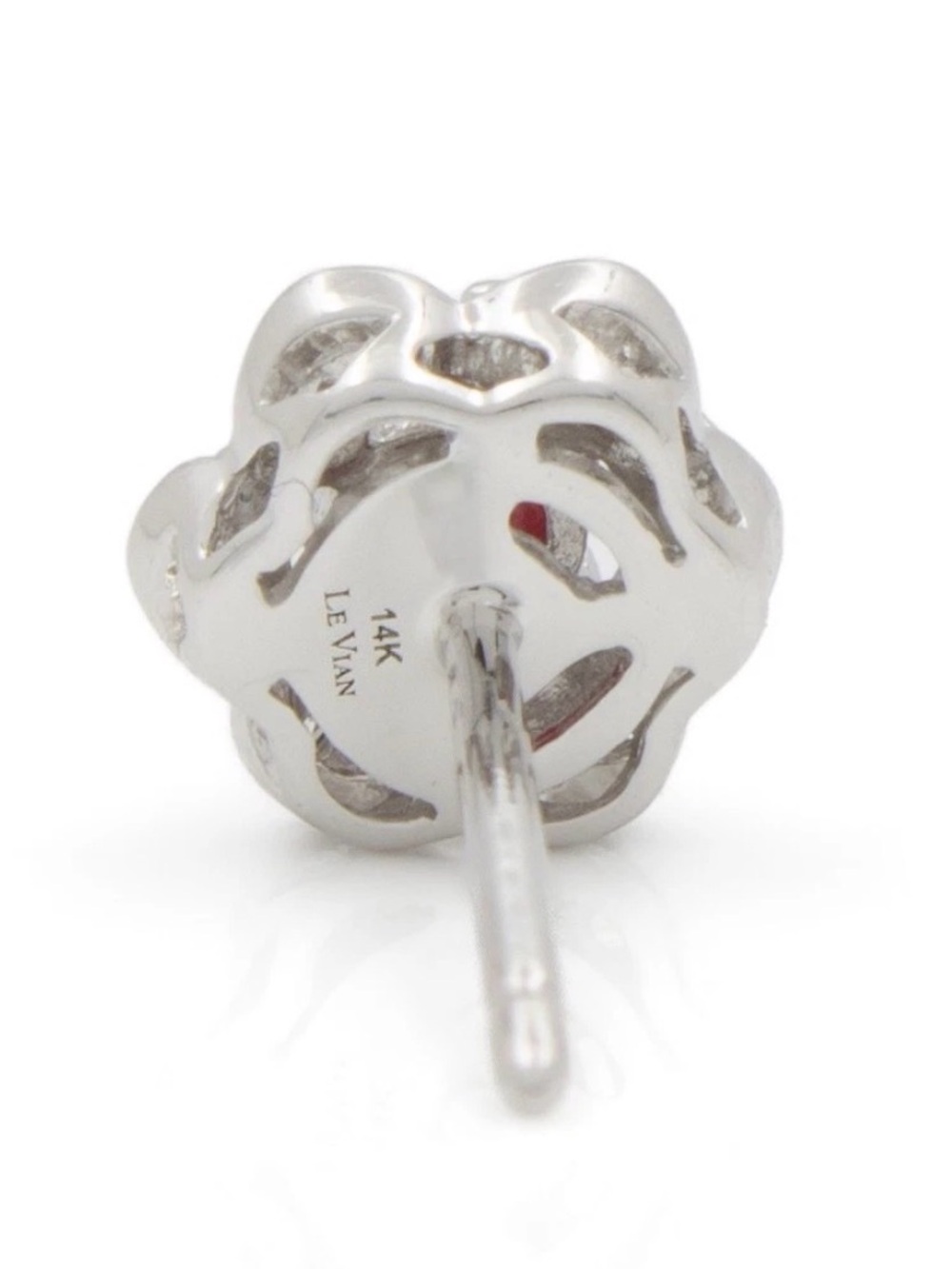 Le Vian 14K White Gold Natural Ruby & Diamond Halo Crown Stud Earrings 2.3g - Picture 5 of 10